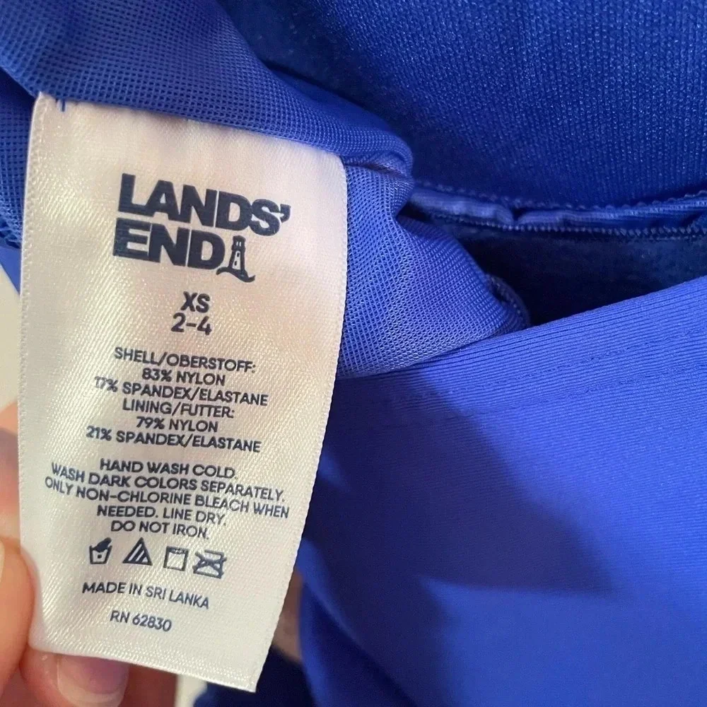 Lands’ End Chlorine Resistant 1 or 2 Shoulder Strap Blue Swim Top, Sz XS 2-4